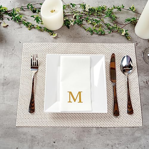 Paper Rectangle Gold Letter M Linen (Gold / 2000 Count / M)