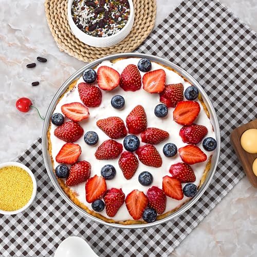 8-9.5-11 Inch Round Cake Pan Set, Stainless Steel Textured Bottom (3 Count)