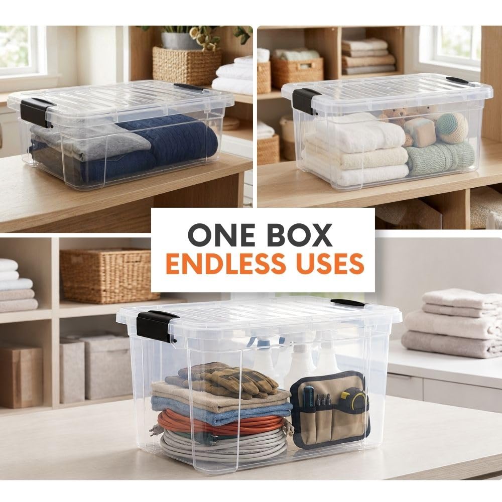49 Quart Clear Plastic Storage Boxes with Lids (49 Quart)