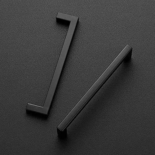Matte Black Cabinet Handles Solid Cabinet Pulls (Black / Flat Black 5" Hole Center)