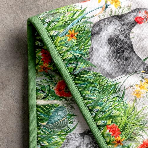 Double Oven Mitts 100% Cotton Double Oven Glove (018 - Basse Cour / 7" x 35" (Double Oven Mitt))