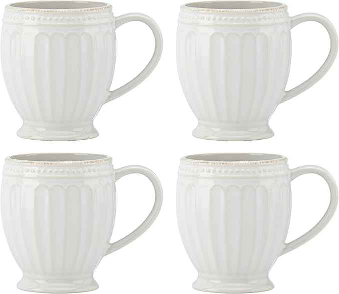 Lenox 895722 French Perle Groove Mugs, Set Of 4