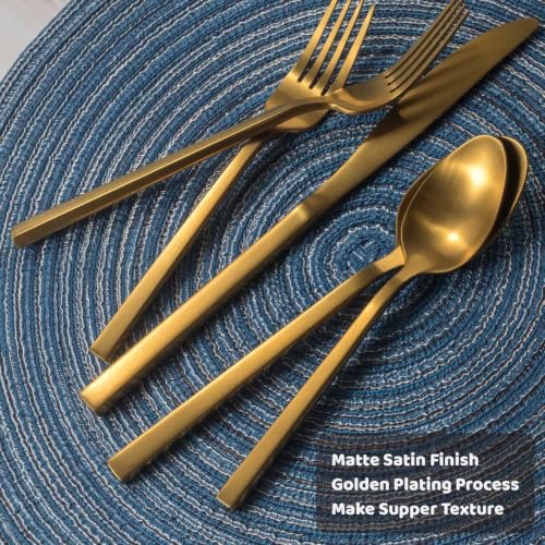Cube Gold 45 Piece Flatware Set (Gold Satin / 45 pieces for 8)
