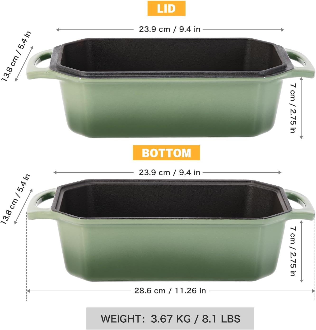 Bread Pan Cast Iron Loaf Pan with Lid 9x5 Inch Bread Loaf Pan for Baking Bread Enameled Cast Iron Sourdough Bread Pan - HomeSpice