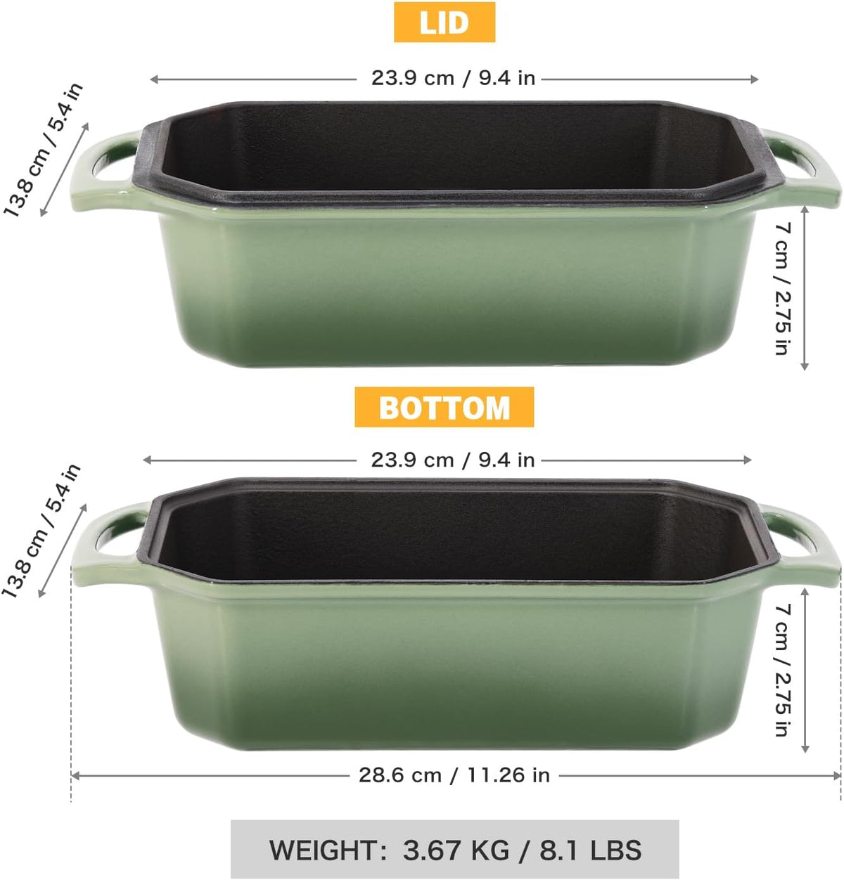 Bread Pan Cast Iron Loaf Pan with Lid 9x5 Inch Bread Loaf Pan for Baking Bread Enameled Cast Iron Sourdough Bread Pan - HomeSpice