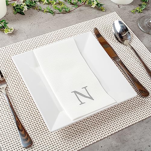 Silver N White Linen Feel Guest Towel Napkin (Silver / 2000 Count / N)