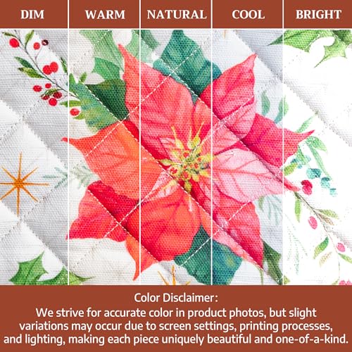 Pot Holders 100% Cotton Potholders (117 - Poinsettia Christmas / 8" x 8" (Pot Holder Pack of 2))