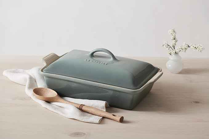 Le Creuset Stoneware Heritage Covered Rectangular Casserole, 4 qt. (12" x 9"), Sea Salt