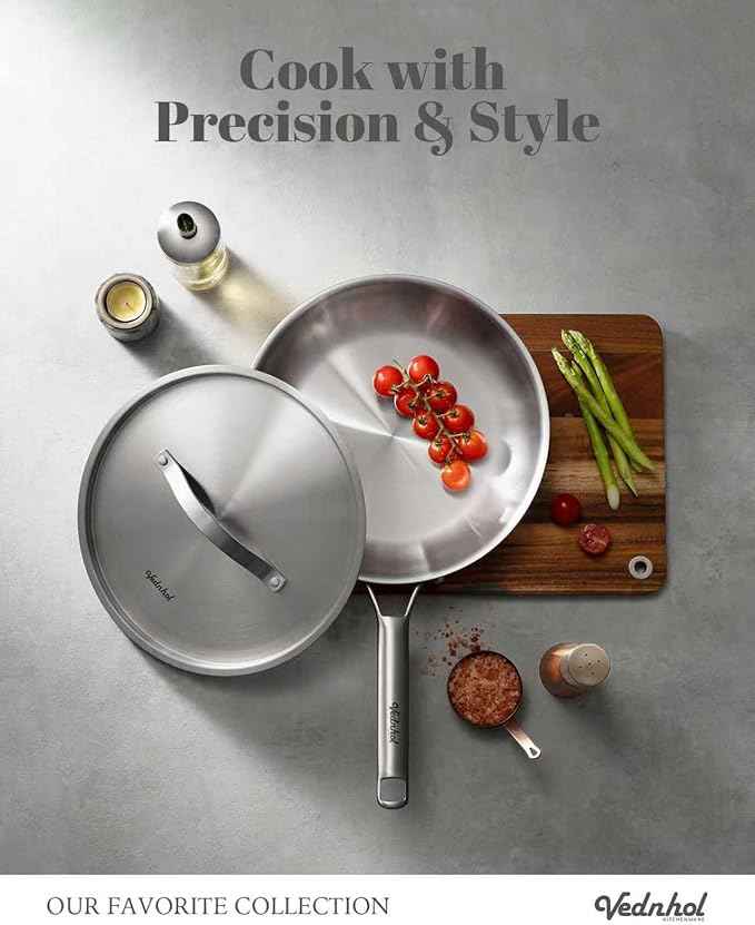Stainless Steel Cookware Set, 14 Pcs Tir-Ply Pots and Pans Set, PFOA&PTFE Free, Dishwasher&Oven Safe, Kitchen Induction Compatible, ollas de acero inoxidable para cocinar