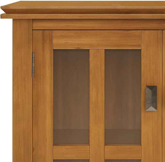 SIMPLIHOME Artisan SOLID WOOD 30 Inch Wide Contemporary Low Storage Cabinet in Honey Brown, For the Living Room, Entryway and Family Room