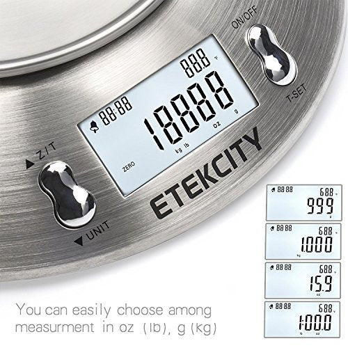 Food Scale with Bowl (Stainless Steel-Silver / 11lb / 11lb)