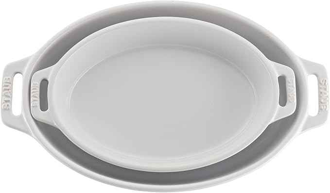 STAUB Ceramic Oval Baking Dish Set, 2-piece, White