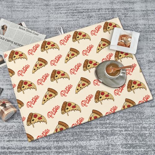 Cute Pizza Food Microfiber Dish Drying Mat for Kitchen Counter 18"x24" Funny Dishes Pad Dish Drainer Rack Mats Washable Absorbent Fast Dry (Cute Pizza / 18 x 24 inch)