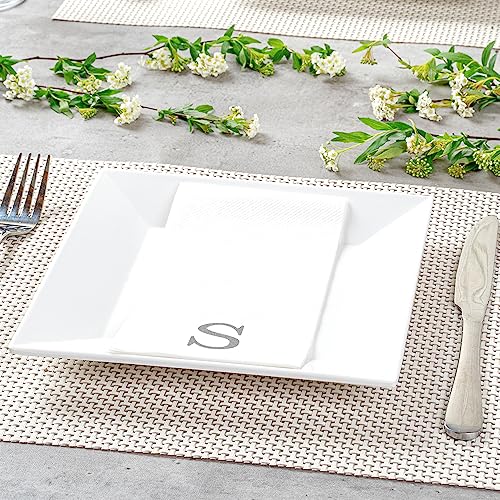 Silver S White Linen Feel Guest Towel Napkin (Silver / 2000 Count / S)
