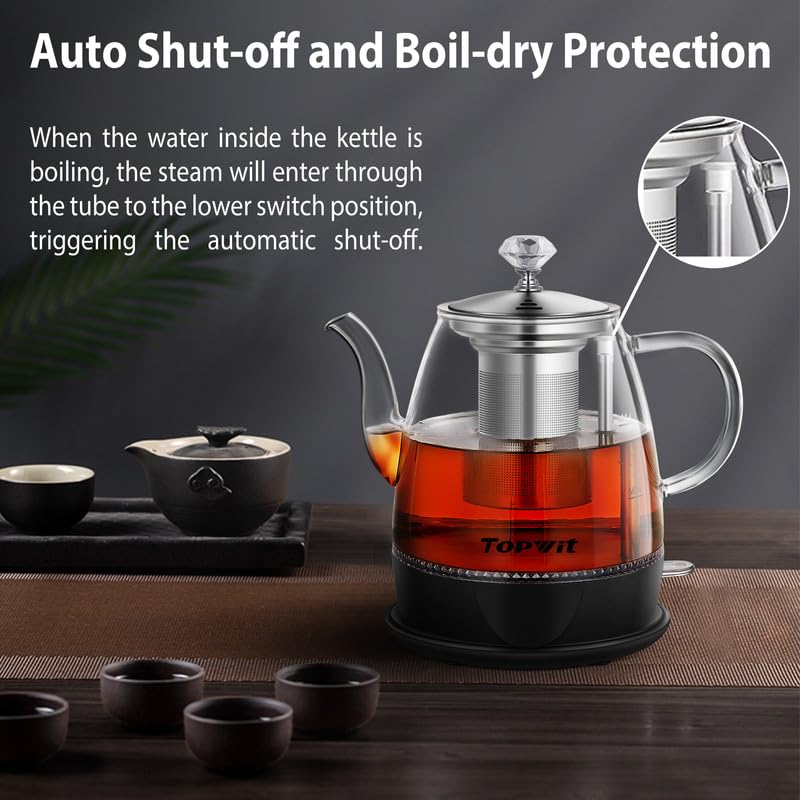 1L Glass Electric Kettle (Black / 1.1 Quarts)