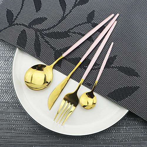 30 Piece Stainless Steel Pink Gold Satin Finish Flatware Set (Service for 6 / Pink Gold)