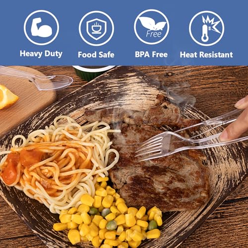 100 Count Clear Plastic Silverware Heavy Duty (Clear)