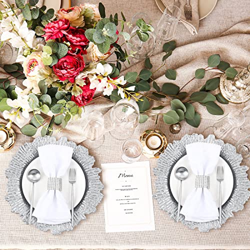 100 Pcs Silver Charger Plates 13 Inch Plastic Texture Round (Classic Style / Silver)