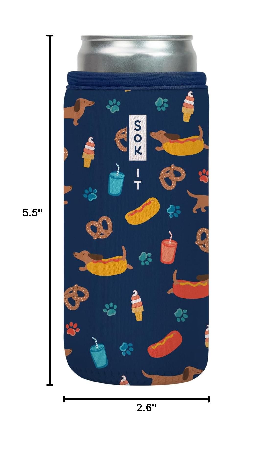 CanSok Sleeve for Beer & Soda Insulated Neoprene Cover (Hot Dawgs / 12oz Slim Can Sleeve)