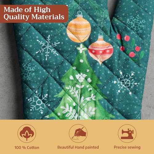 Maison d'Hermine Oven Gloves 100% Cotton Oven Mitt (106 - Hygge Christmas / 7.5" x 13" (Oven Mitt))