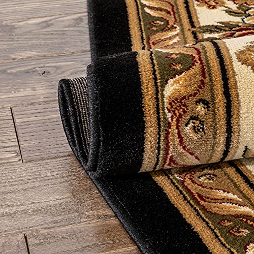 Pastoral Medallion Black French European Formal Traditional 2x7 (2'3" x 7'3" (Rectangular) / Black)