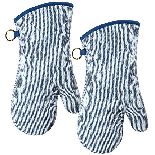 Yarn Dyed Oven Mitts 1 Pair (Oven Mitts - Blue 2)