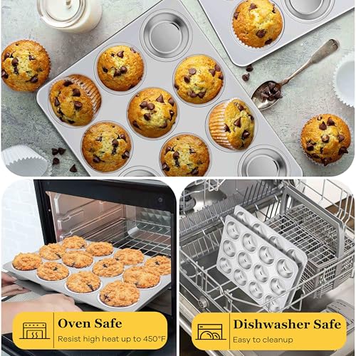 Stainless Steel Muffin Cupcake Pan 12 Cups (2.5 Count)