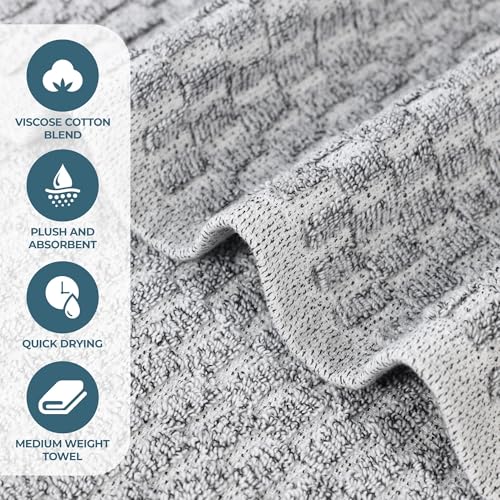 Juno Viscose Cotton Blend Medium Weight Towels (2 Piece Bath Towel Set / Charcoal)
