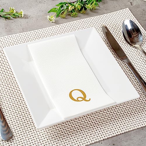 Paper Rectangle Gold Letter Q Linen (Gold / 2000 Count / Q)
