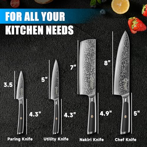 Damascus Kitchen Knife Set 4 Piece (Set of 4)