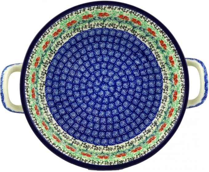 Polish Pottery Baker - Round with Handles - 8" - Maraschino