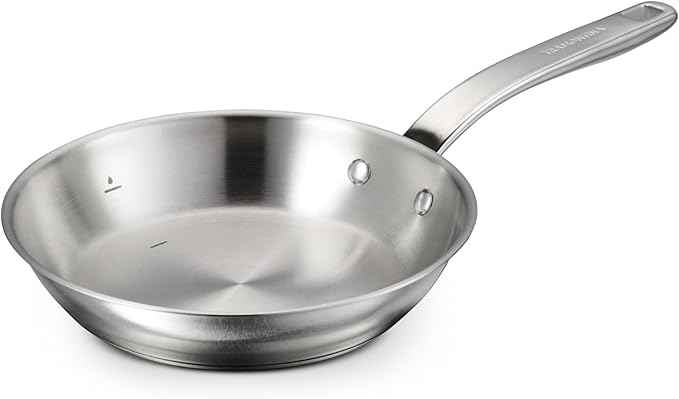 Tramontina Tempo Tri-Ply Base Stainless Steel 8-Inch Small Frying Pan, Induction-Ready Skillet, Oven-Safe, Dishwasher-Safe
