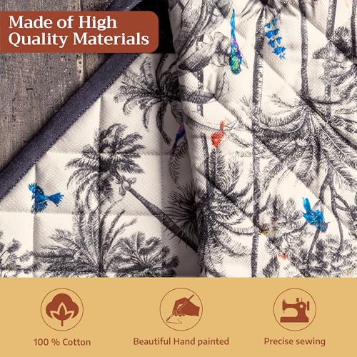 100% Cotton Oven Mitt & Pot Holder Set (021 - Amazonia / 7.5" x 13" & 8" x 8" (Oven Mitt & Pot Holder))