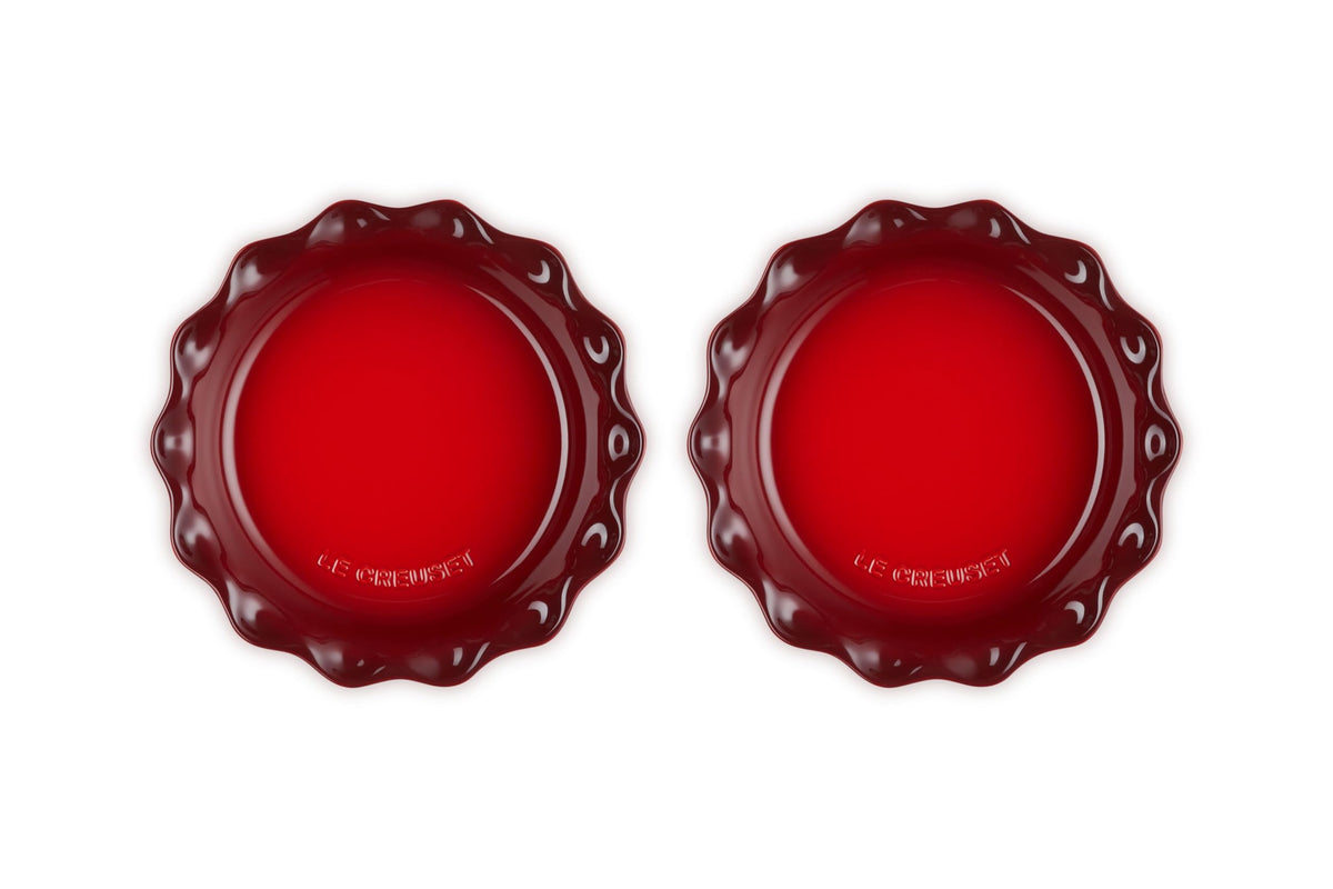 Stoneware Set of 2 Heritage Fluted Pie Dish (Cerise)