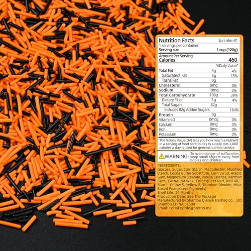 Halloween Jimmies Sprinkles for Cake Decorating (Black & Orange Jimmies)
