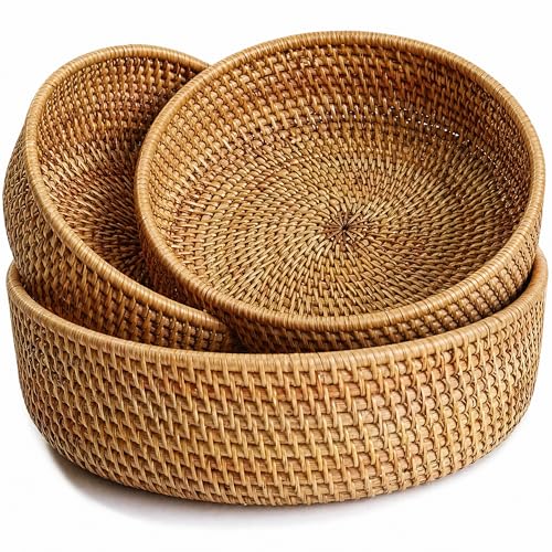 Fruit Basket Wicker Basket Rattan Fruit Bowls (Set of 3)