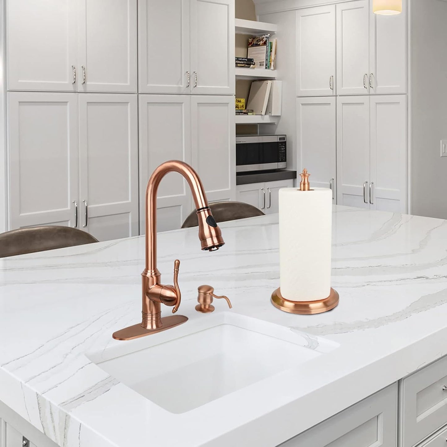 Akicon Paper Towel Holder Stand for Kitchen Countertop & Dining Room Table (Copper, Classical)