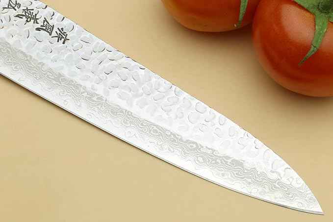 Yoshihiro VG10 46 Layers Hammered Damascus Gyuto Japanese Chefs Knife (Octagonal Ambrosia Handle) (9.5" (240mm)