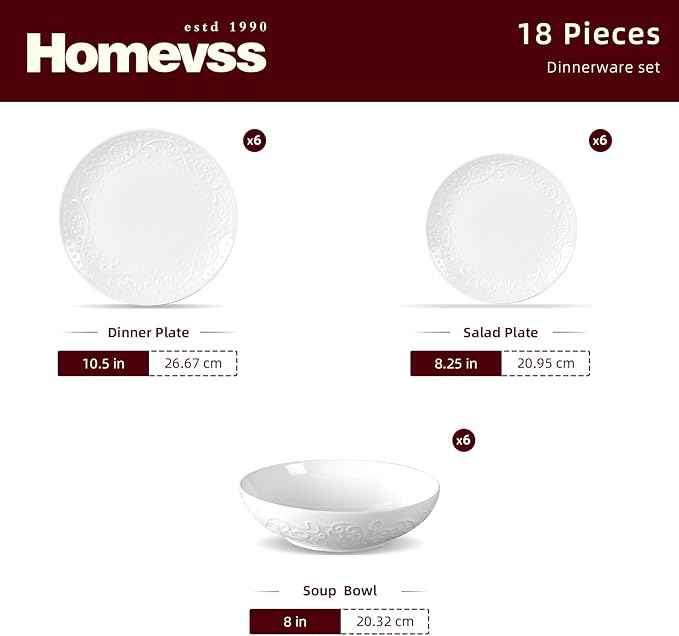 HomeVss, New Bone China Embossed Italy Countryside 18pc Dinnerware Set
