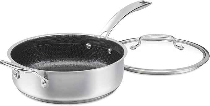 Cuisinart FusionPlus Hybrid Nonstick Stainless Steel Cookware, 3.5-Quart Sauté Pan with Cover and Helper, PFAS-Free PURELYSEAR Ceramic Technology, Scratch Proof, Cool Grip Handles, Dishwasher Safe