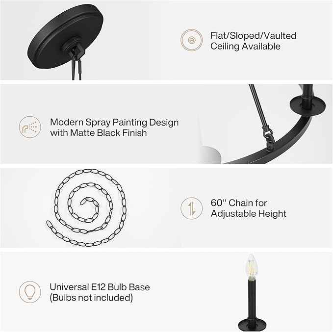 Tribesigns Wagon Wheel Chandelier 26" 6-Lights, Black Metal Rustic Ceiling Light Round Chandeliers Farmhouse for Farmhouse, Kitchen, Dining Room, Cabin Foyer, Entryway