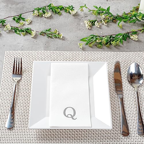 Silver Q White Linen Feel Guest Towel Napkin (Silver / 2000 Count / Q)