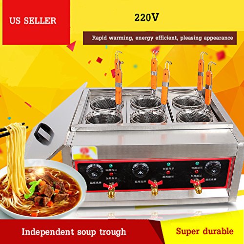 220V Commercial Pasta Cooker with 6 Noodle Filter Electric Pasta Cooking Machine Multifunctional Pasta Warmer Noodles Cooker 6KW for Cooking Dumplings NoodlesVegetables 30