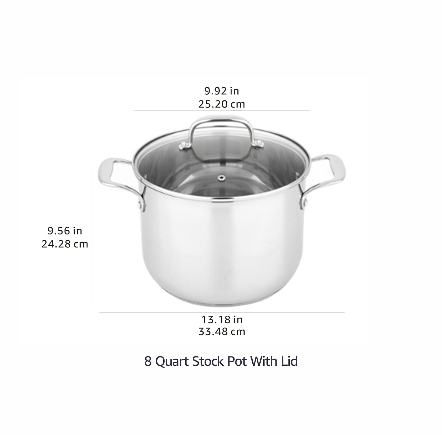Stainless Steel Induction Compatible Stock Pot with Glass Lid