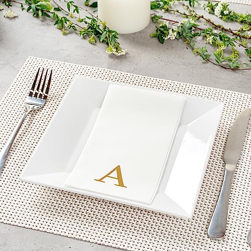 Paper Rectangle Gold Letter A Linen (Gold / 2000 Count / A)