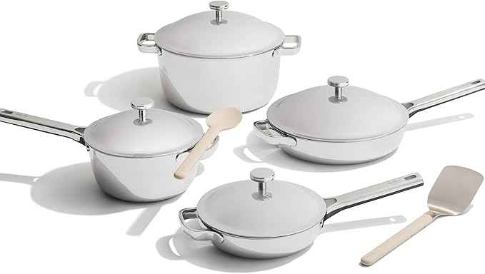 Our Place Titanium Pro Cookware Set | 10-Piece Pots and Pans Set with Always Pan Pro, Perfect Pot Pro & Minis | Non-Toxic No-Coating Nonstick | Induction & Oven-Safe up to 1000°F | Chrome