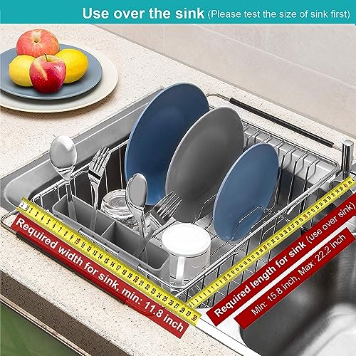 Expandable Multifunctional Dish Drying Rack (Gray)