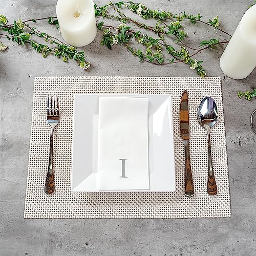 Silver I White Linen Feel Guest Towel Napkin (Silver / 2000 Count / I)