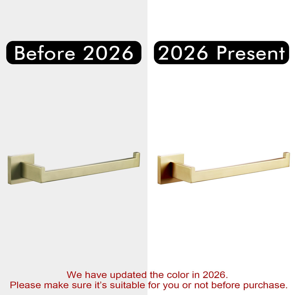 Towel Bar Gold Hand Towel Holder for Bathroom Kitchen Hardware Stainless Steel Wall Mounted (Brushed Gold)