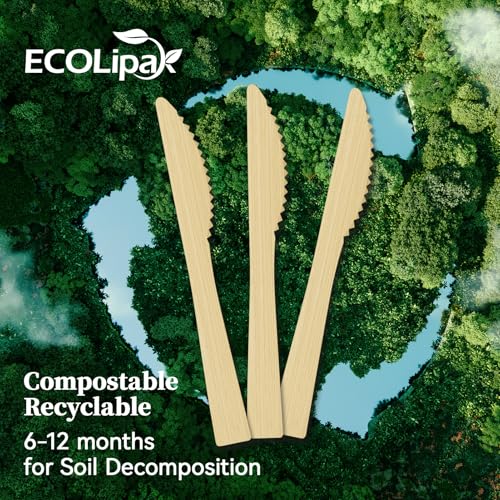300 Count Disposable Compostable Bamboo Knives for Party (knives)